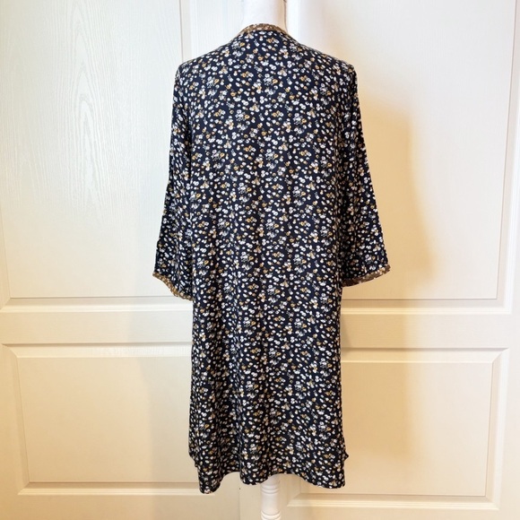 J. Jill Mustard Yellow Embroidered Floral Print Tunic Dress Women’s Medium - Picture 4 of 12